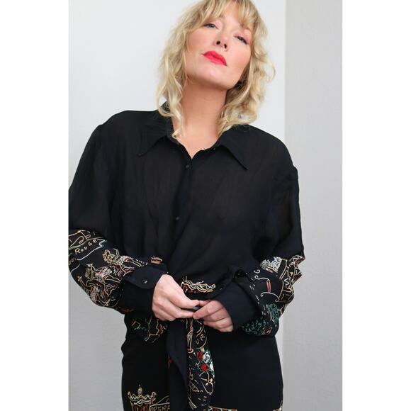 1990's Vintage Moulin Rouge Skirt & Blouse Set ~ Women's XXS XS ~ Opera House - Picture 2 of 10